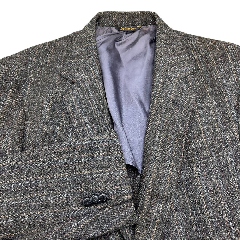 Sovereign Blazer Men 46 Gray Green Tweed Wool‎ Classic Sport Coat USA VTG